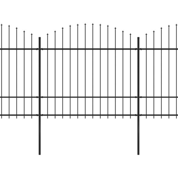 fekete acélkerítés lándzsás tetejű szegéllyel 1426 x 175 cm