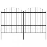 fekete acélkerítés lándzsás tetejű szegéllyel 359 x 200 cm