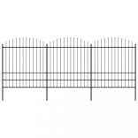 fekete acélkerítés lándzsás tetejű 537 x 200 cm