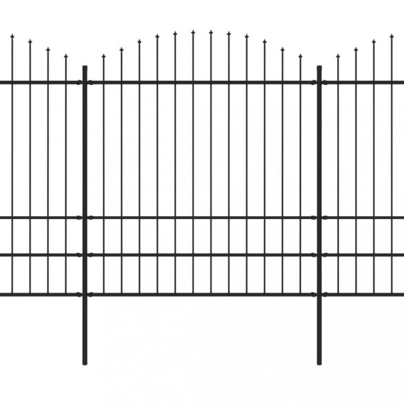 fekete acélkerítés lándzsás tetejű 537 x 200 cm