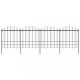 fekete acélkerítés lándzsás tetejű 714,5 x 200 cm