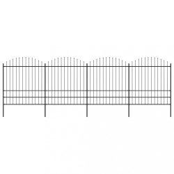 fekete acélkerítés lándzsás tetejű 714,5 x 200 cm