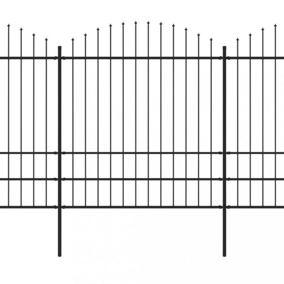 fekete acélkerítés lándzsás tetejű 714,5 x 200 cm