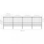 fekete acélkerítés lándzsás tetejű 714,5 x 200 cm