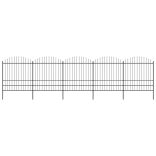 fekete acélkerítés lándzsás tetejű szegéllyel 892,5 x 200 cm