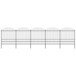   fekete acélkerítés lándzsás tetejű szegéllyel 892,5 x 200 cm
