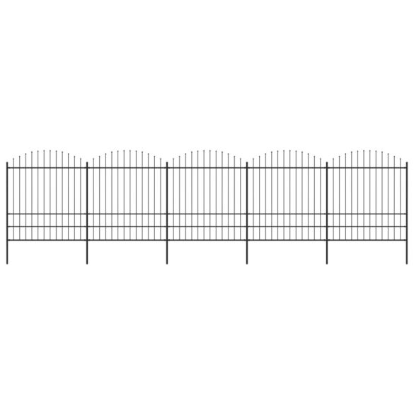 fekete acélkerítés lándzsás tetejű szegéllyel 892,5 x 200 cm