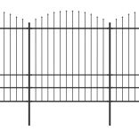 fekete acélkerítés lándzsás tetejű szegéllyel 892,5 x 200 cm