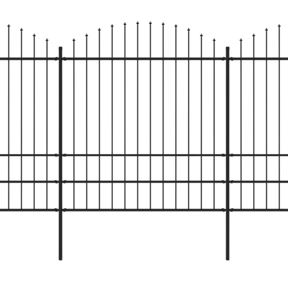 fekete acélkerítés lándzsás tetejű szegéllyel 892,5 x 200 cm