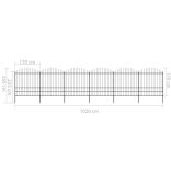 fekete acélkerítés lándzsás tetejű szegéllyel 1070 x 200 cm