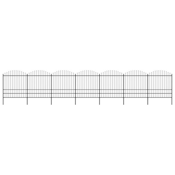 fekete acélkerítés lándzsás tetejű szegéllyel 1248 x 200 cm