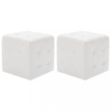 2 db fehér műbőr puff 30x30x30 cm