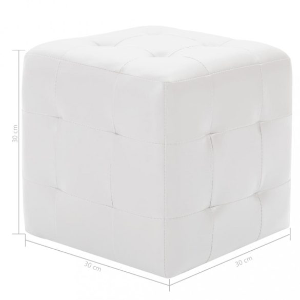 2 db fehér műbőr puff 30x30x30 cm