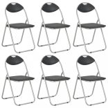 6 db fekete műbőr összecsukható étkezőszék