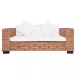 2 részes természetes rattan kanapészett párnákkal