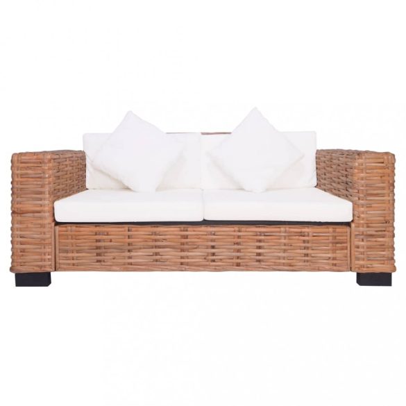 2 részes természetes rattan kanapészett párnákkal