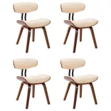 4 db krémszínű hajlított fa és műbőr étkezőszék