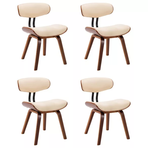 4 db krémszínű hajlított fa és műbőr étkezőszék