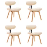 4 db krémszínű hajlított fa és műbőr étkezőszék