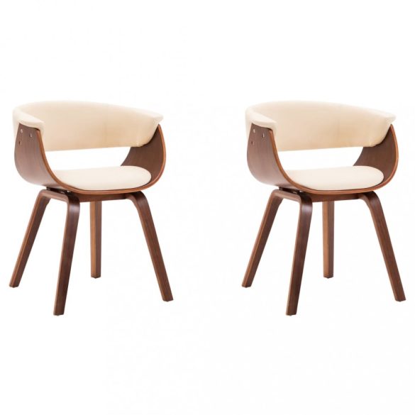 2 db krémszínű hajlított fa és műbőr étkezőszék