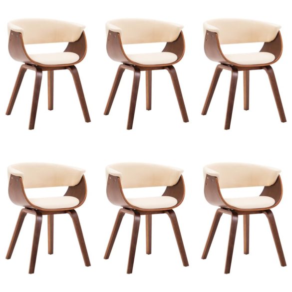 6 db krémszínű hajlított fa és műbőr étkezőszék