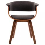 6 db szürke hajlított fa és szövet étkezőszék