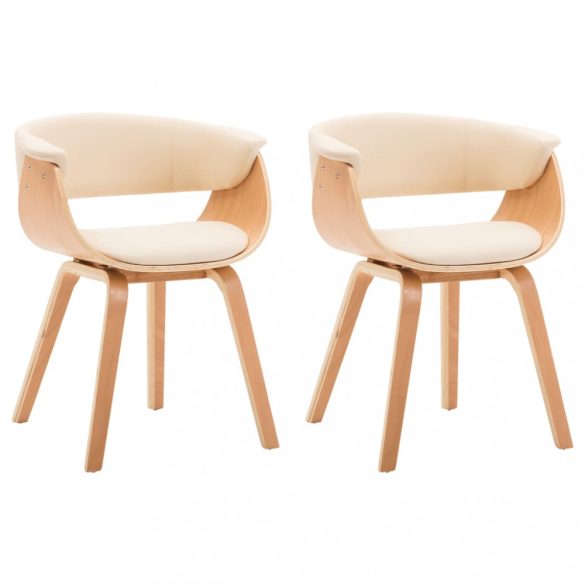 2 db krémszínű hajlított fa és műbőr étkezőszék