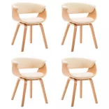 4 db krémszínű hajlított fa és műbőr étkezőszék