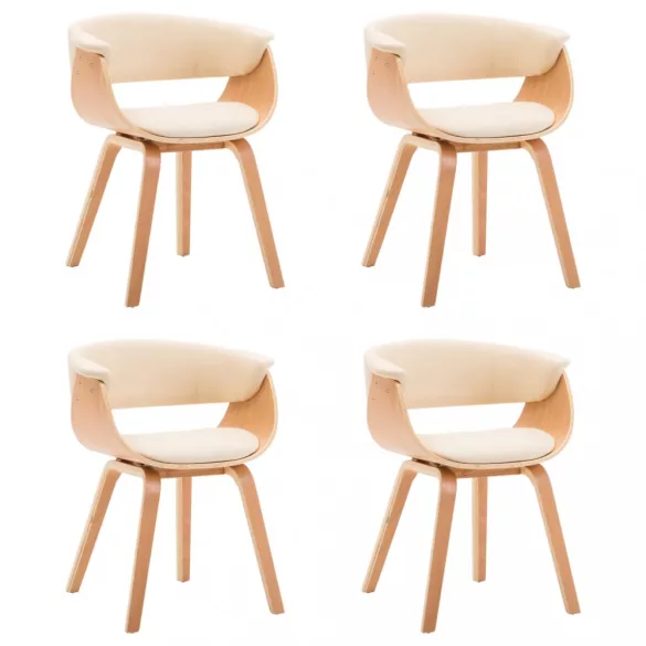 4 db krémszínű hajlított fa és műbőr étkezőszék