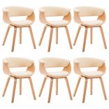 6 db krémszínű hajlított fa és műbőr étkezőszék