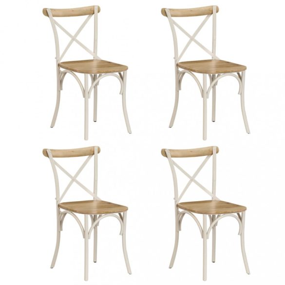 4 db fehér tömör mangófa kereszt háttámlás szék