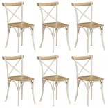 6 db fehér tömör mangófa kereszt háttámlás szék