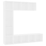 3-részes fehér könyv-/TV-szekrényszett 180 x 30 x 180 cm