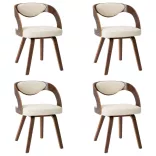 4 db krémszínű hajlított fa és műbőr étkezőszék