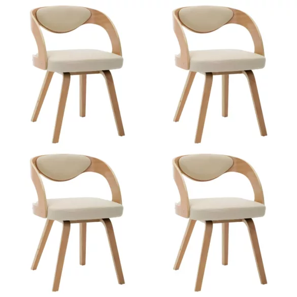 4 db krémszínű hajlított fa és műbőr étkezőszék