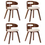 4 db krémszínű hajlított fa és műbőr étkezőszék