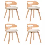 4 db krémszínű hajlított fa és műbőr étkezőszék