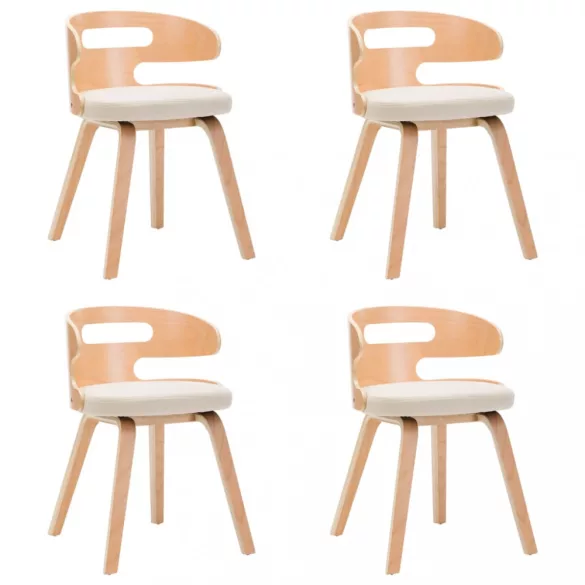 4 db krémszínű hajlított fa és műbőr étkezőszék