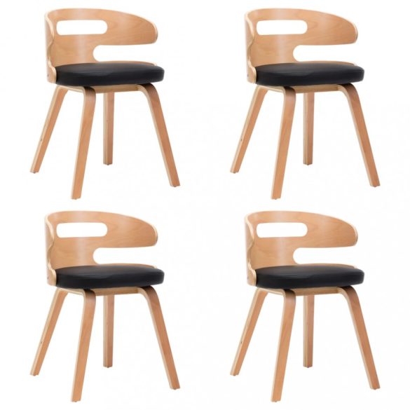 4 db fekete hajlított fa és műbőr étkezőszék