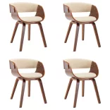 4 db krémszínű hajlított fa és műbőr étkezőszék