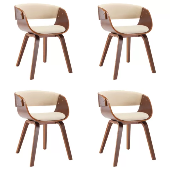 4 db krémszínű hajlított fa és műbőr étkezőszék