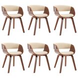 6 db krémszínű hajlított fa és műbőr étkezőszék