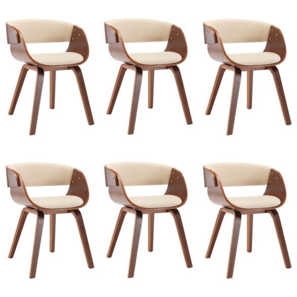 6 db krémszínű hajlított fa és műbőr étkezőszék