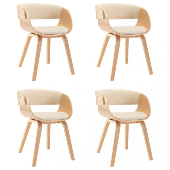 4 db krémszínű hajlított fa és műbőr étkezőszék