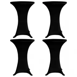 4 db fekete sztreccs asztalterítő bárasztalhoz Ø60 cm