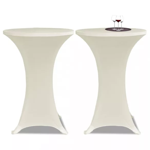 4 db krémszínű sztreccs asztalterítő bárasztalhoz Ø60 cm