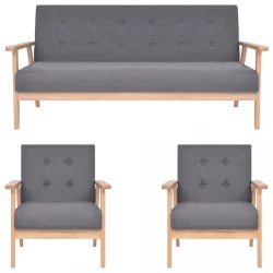 3 részes sötétszürke szövet ülőgarnitúra