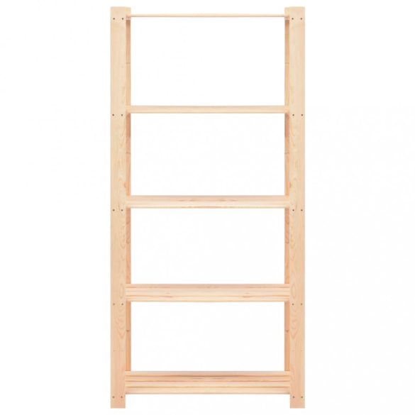 2 db 5-szintes tömör fenyőfa tárolópolc 250 kg 80 x 38 x 170 cm