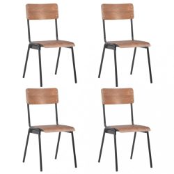 4 db barna tömör furnérlemez és acél étkezőszék