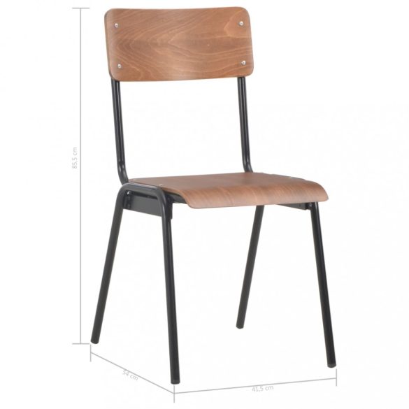 4 db barna tömör furnérlemez és acél étkezőszék